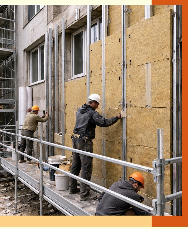Утепление вентилируемого фасада в Дальнегорске от 5770 руб/м2 — монтаж и утепление вентфасад | ТепломастерДль